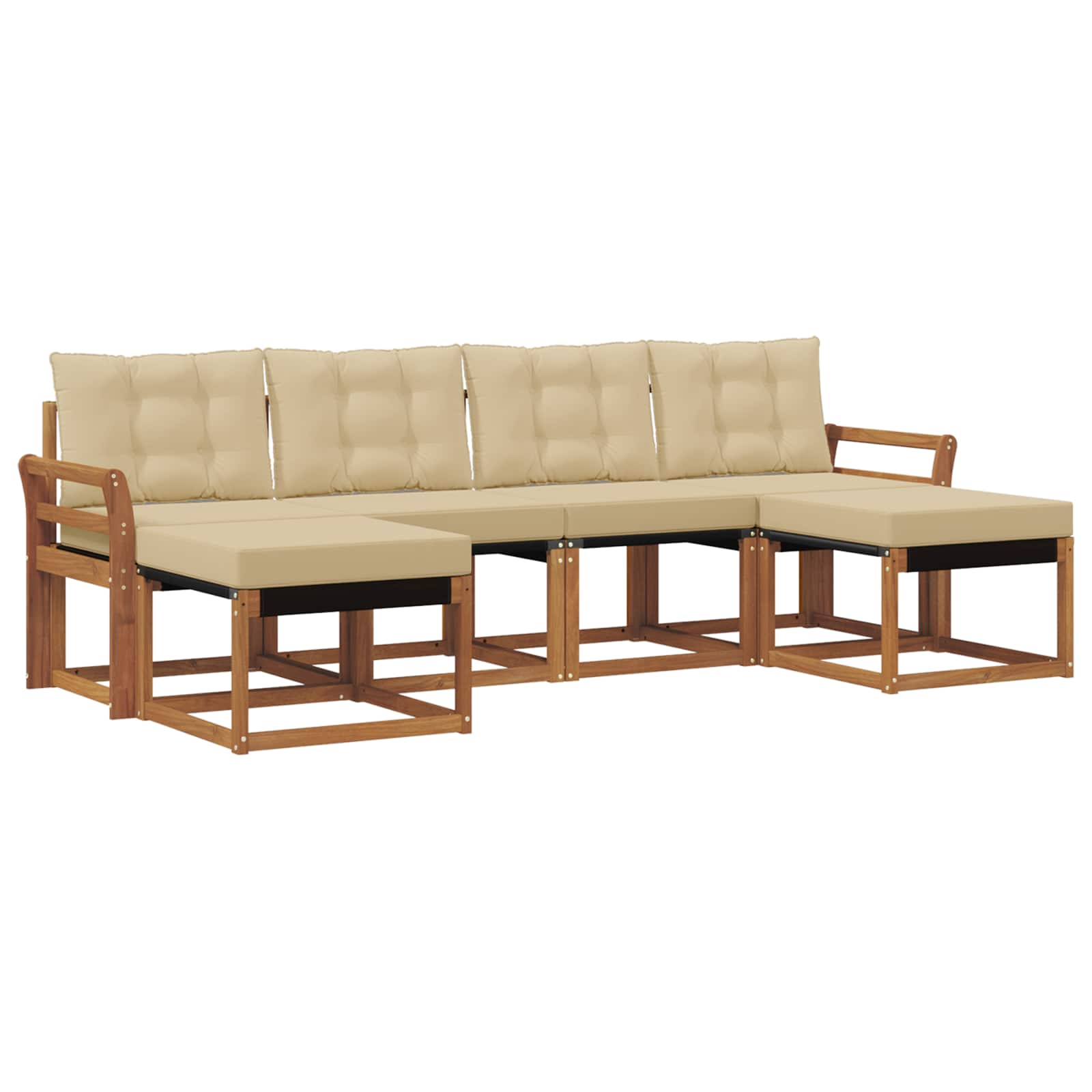 Set di divani da esterno con cuscino 6 pcs Naturale e Beige | homemem39
