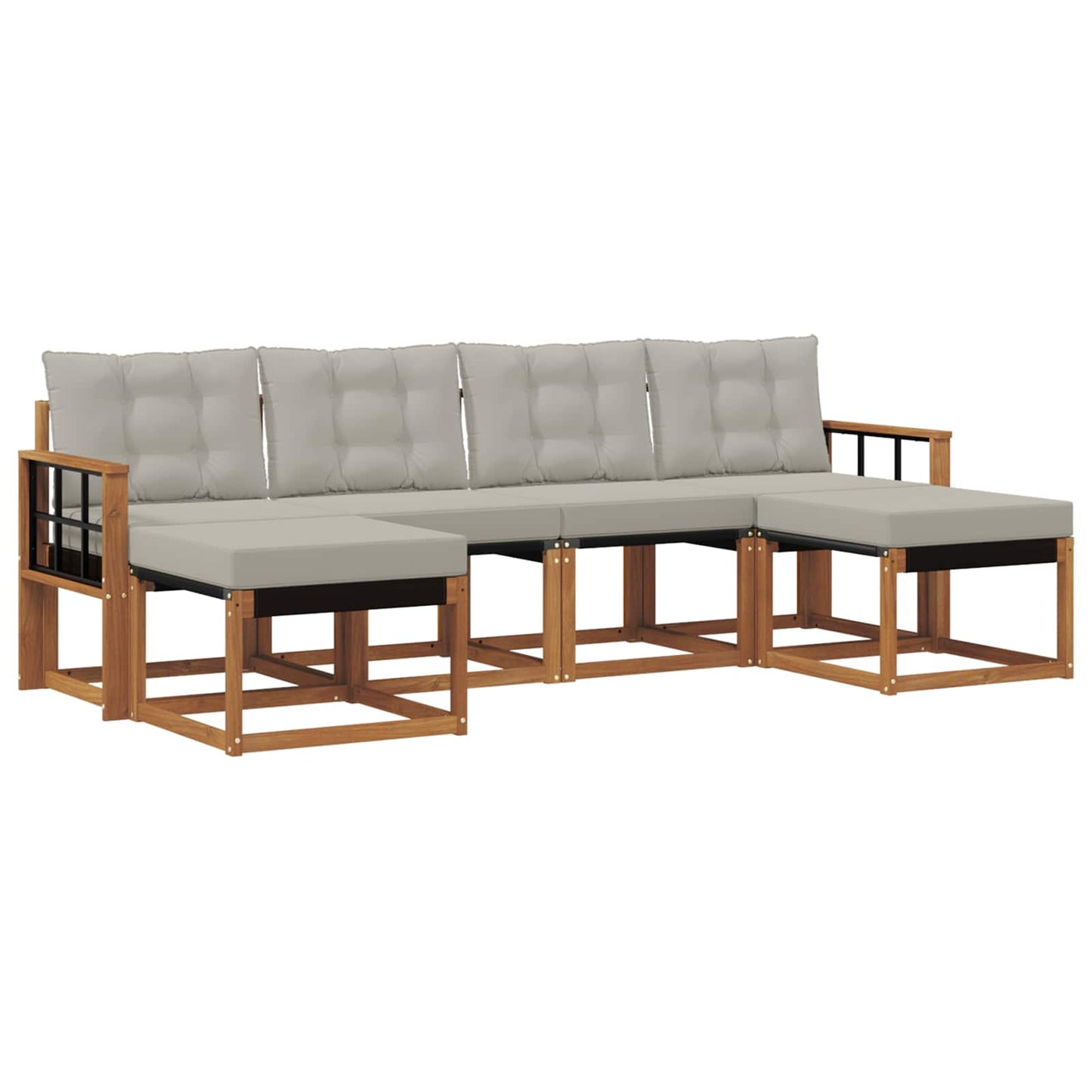 Set di divani da esterno 6 pcs Grigio Naturale e Chiaro | homemem39