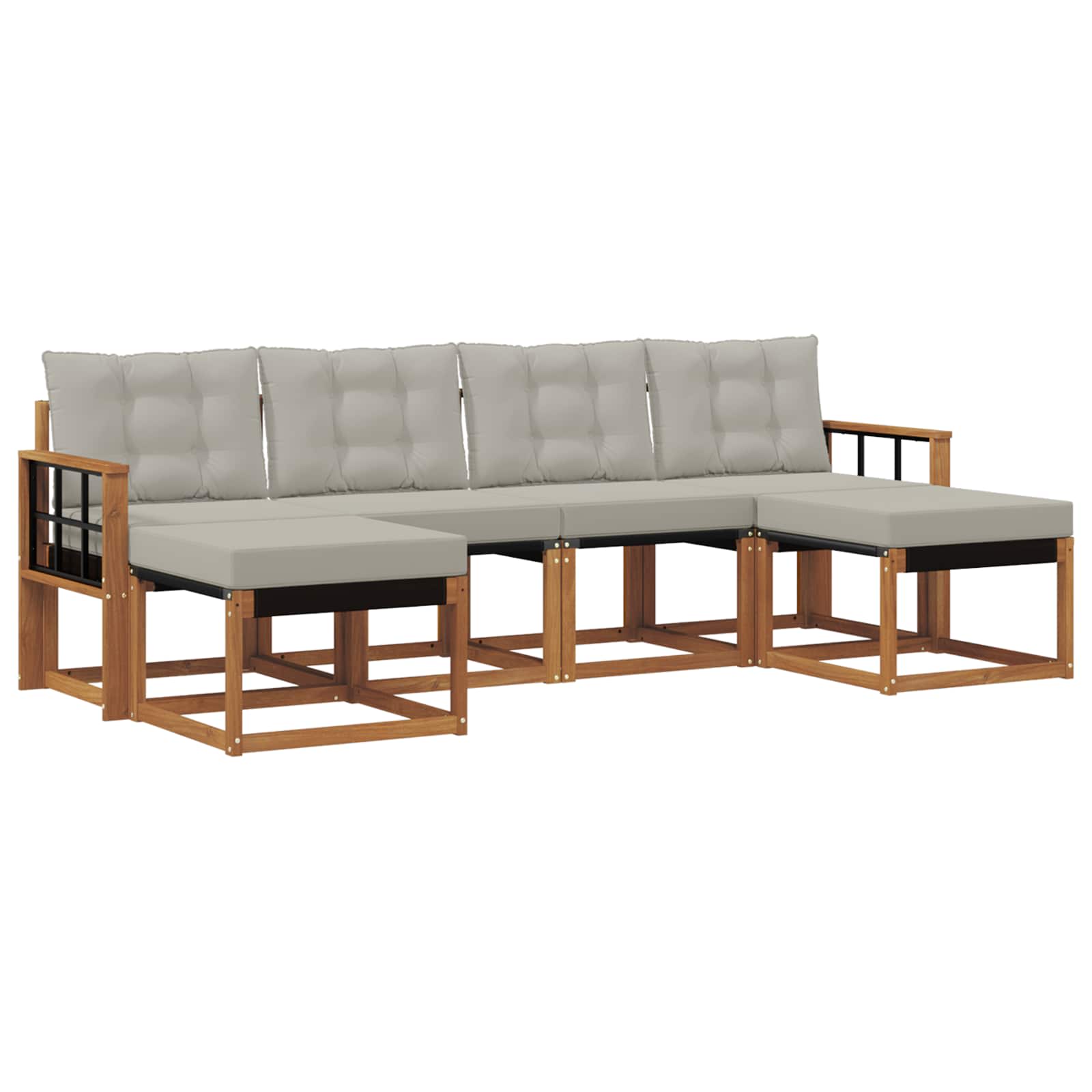 Set di divani da esterno 6 pcs Grigio Naturale e Chiaro | homemem39