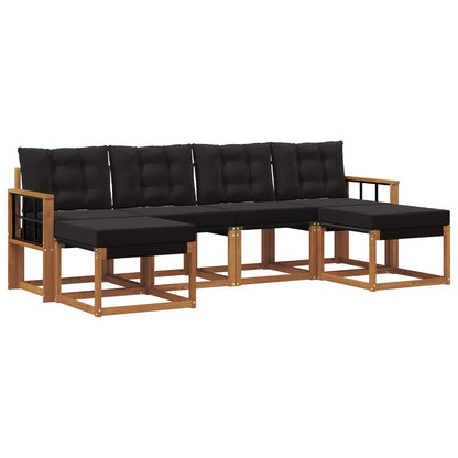Set di divani da esterno con cuscino 6 pcs Naturale e Nero