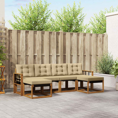 Set di divani da esterno con cuscino 6 pcs Naturale e Beige