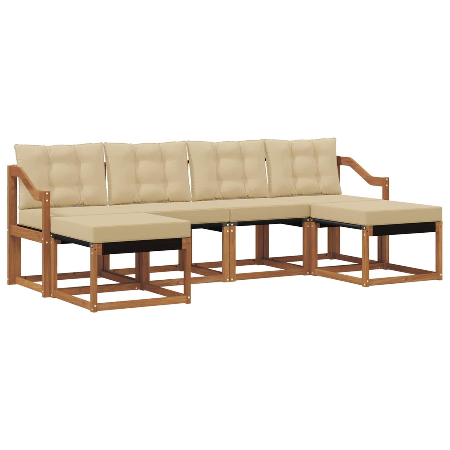 Set di divani da esterno con cuscino 6 pcs Naturale e Beige | homemem39