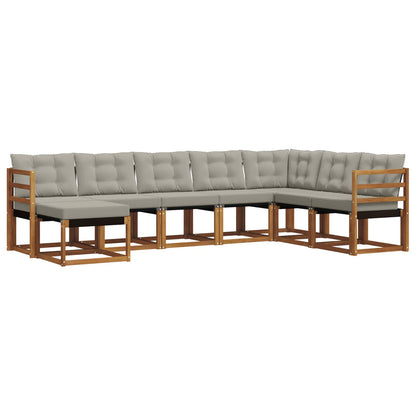 Set di divani da esterno 8 pcs Grigio Naturale e Chiaro
