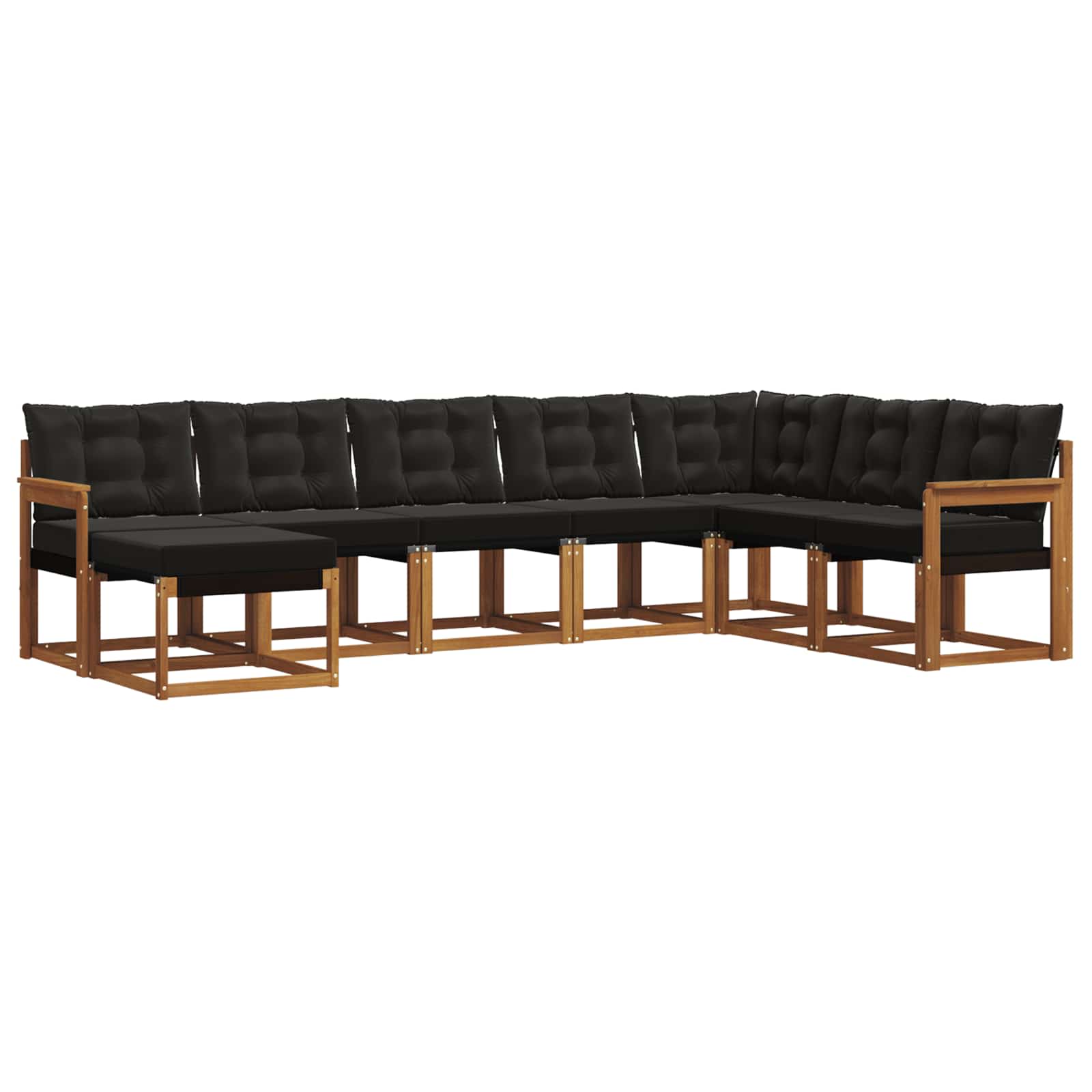 Set di divani da esterno con cuscino 8 pcs Naturale e Nero | homemem39