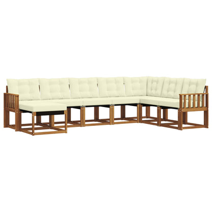 Set di divani da esterno con cuscino 8 pcs Naturale e Crema | homemem39