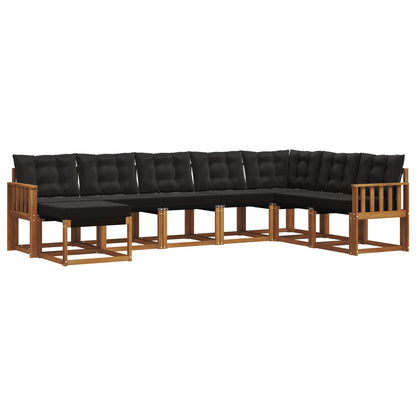 Set di divani da esterno con cuscino 8 pcs Naturale e Nero | homemem39
