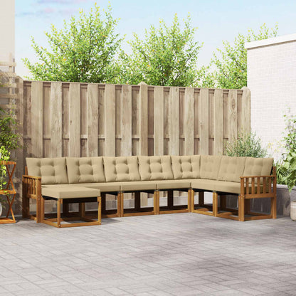 Set di divani da esterno con cuscino 8 pcs Naturale e Beige