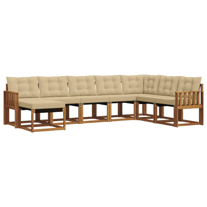 Set di divani da esterno con cuscino 8 pcs Naturale e Beige