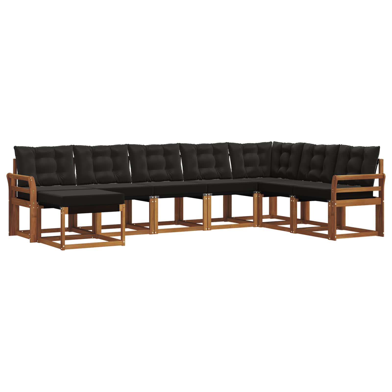 Set di divani da esterno con cuscino 8 pcs Naturale e Nero | homemem39