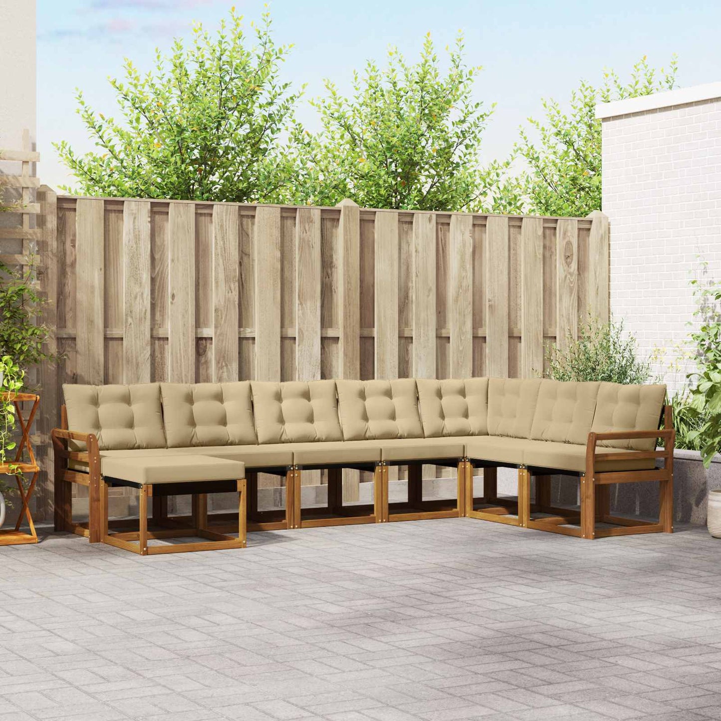 Set di divani da esterno con cuscino 8 pcs Naturale e Beige | homemem39