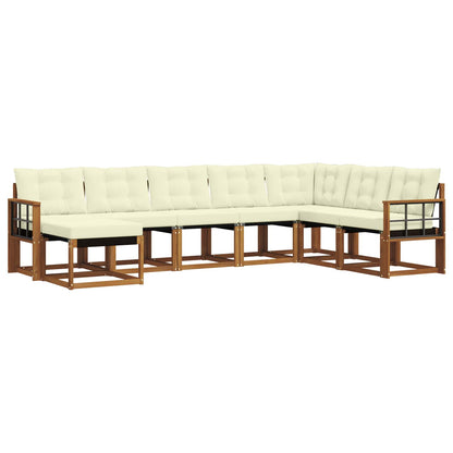 Set di divani da esterno con cuscino 8 pcs Naturale e Crema | homemem39
