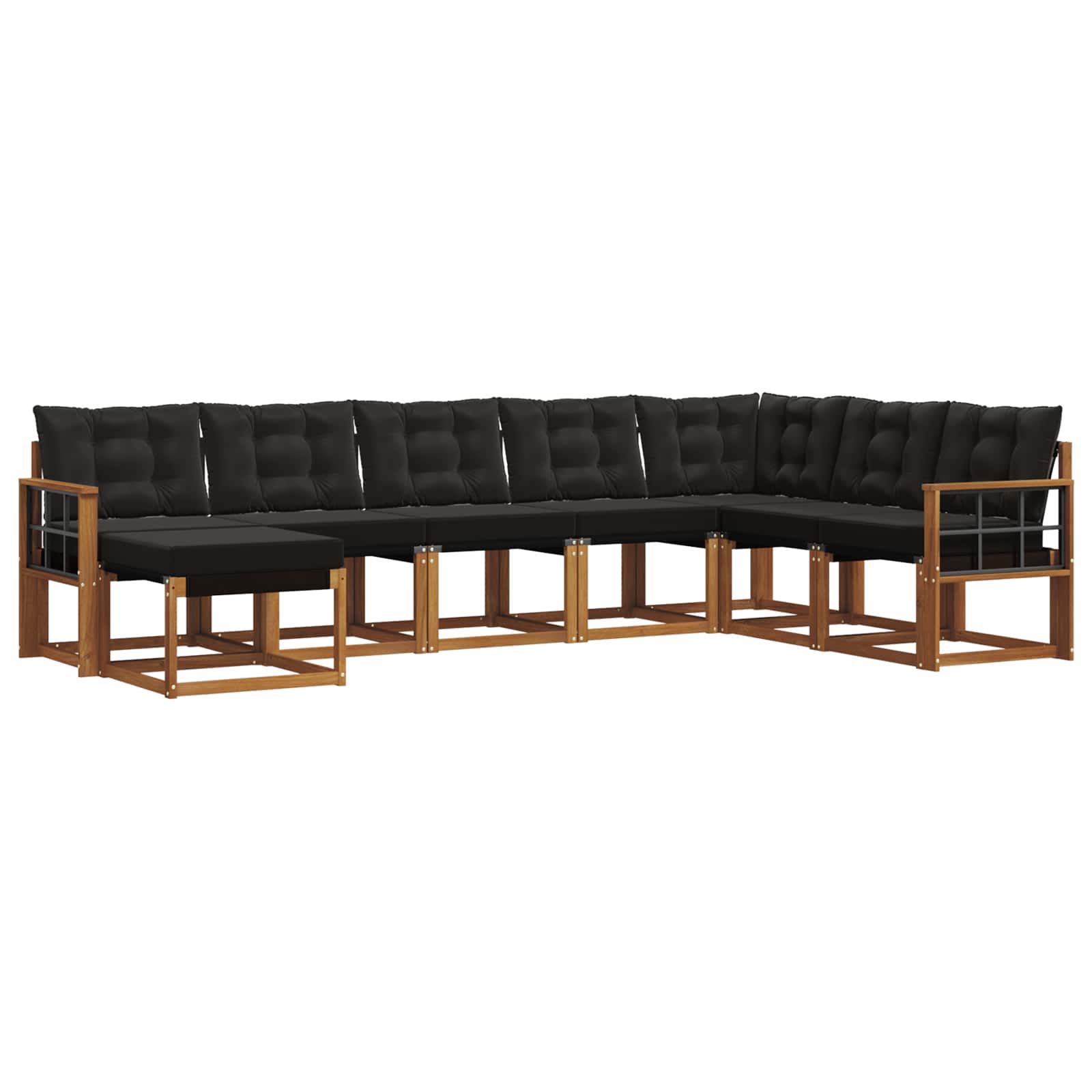 Set di divani da esterno con cuscino 8 pcs Naturale e Nero | homemem39