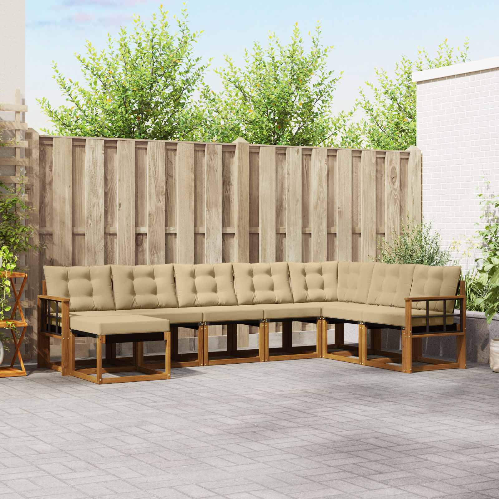 Set di divani da esterno con cuscino 8 pcs Naturale e Beige | homemem39