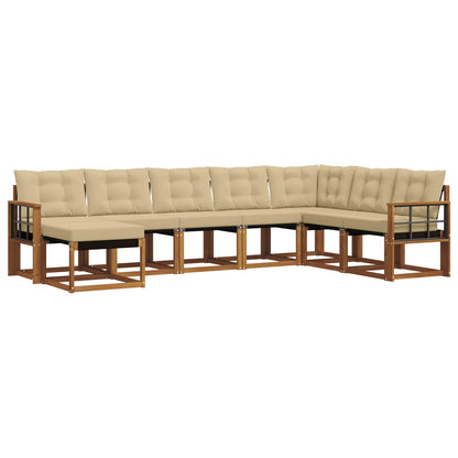 Set di divani da esterno con cuscino 8 pcs Naturale e Beige | homemem39