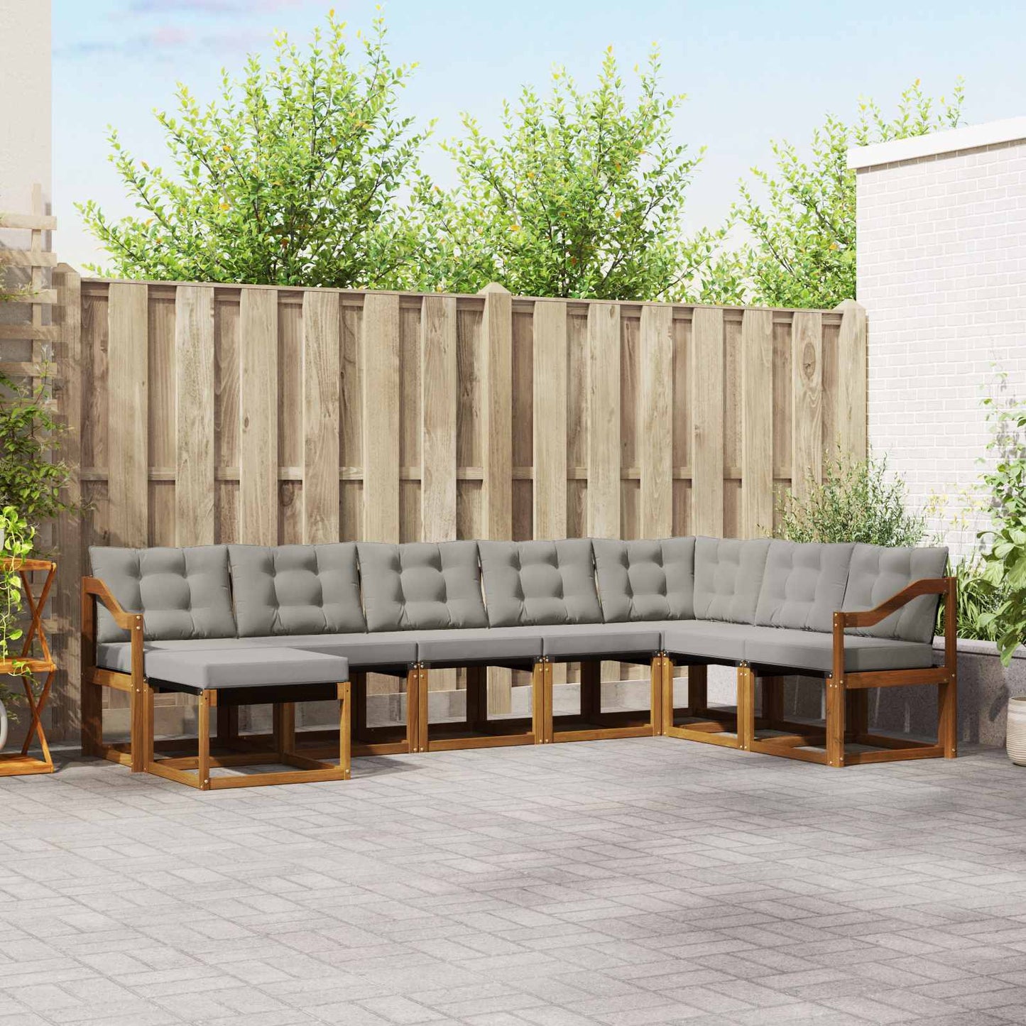 Set di divani da esterno 8 pcs Grigio Naturale e Chiaro | homemem39