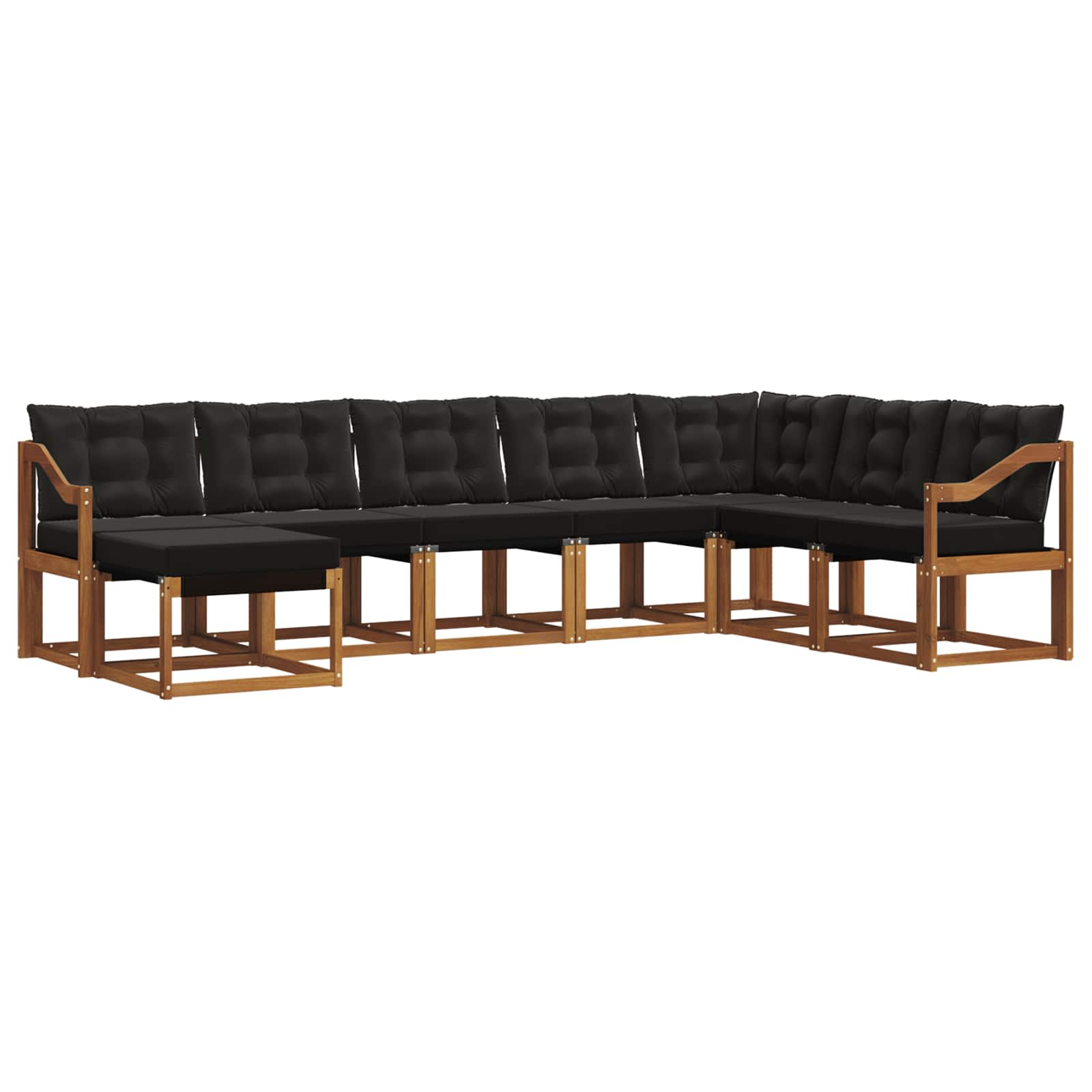 Set di divani da esterno con cuscino 8 pcs Naturale e Nero | homemem39