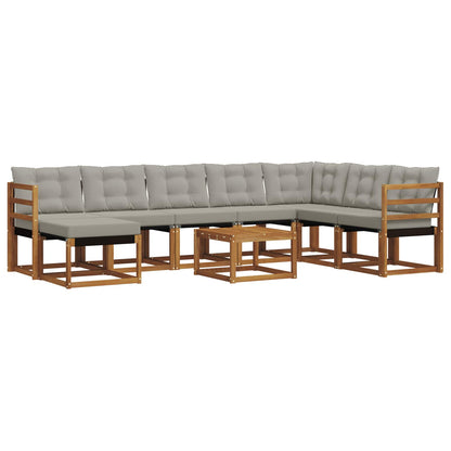 Set di divani da esterno 9 pcs Grigio Naturale e Chiaro | homemem39