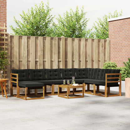 Set di divani da esterno con cuscino 9 pcs Naturale e Nero | homemem39