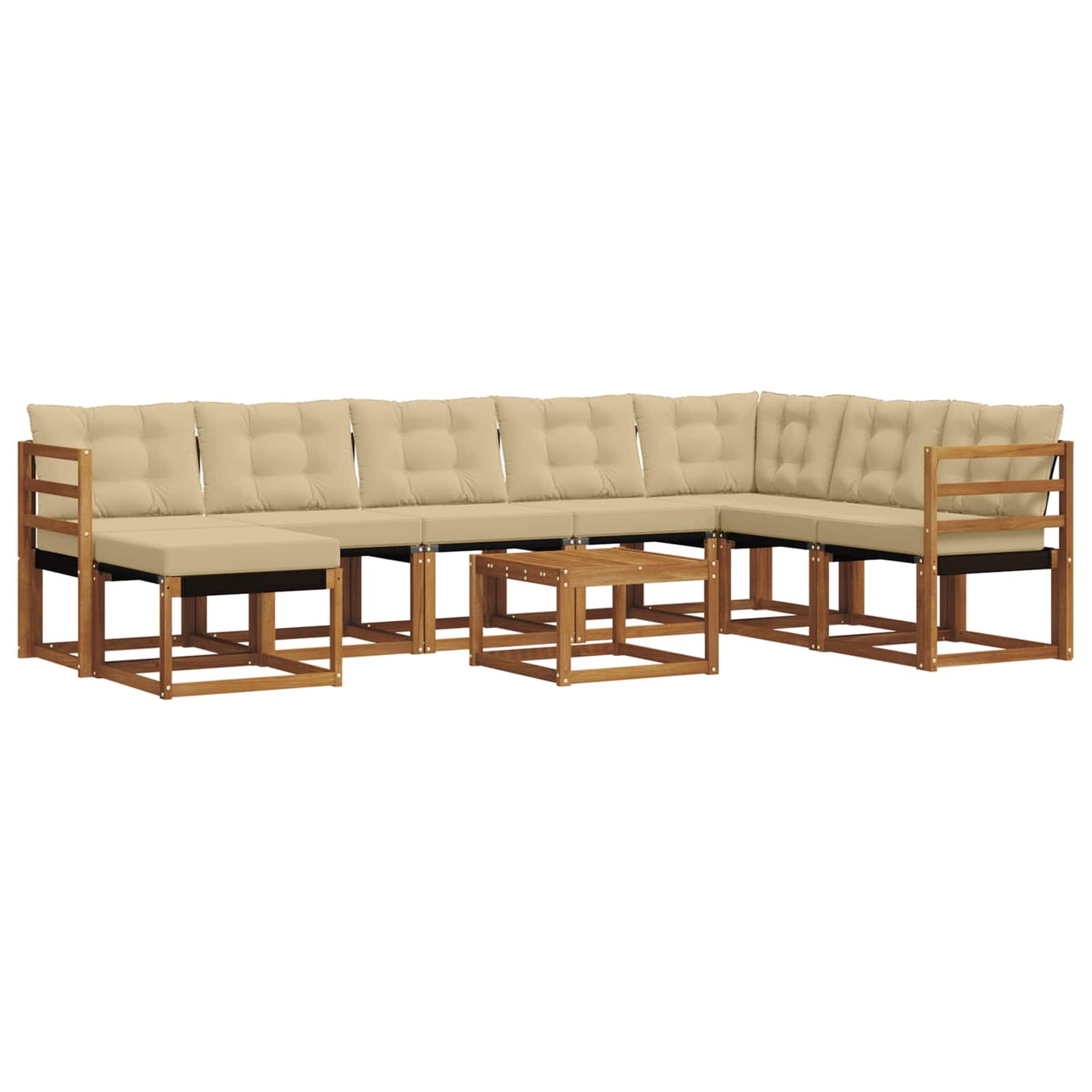 Set di divani da esterno con cuscino 9 pcs Naturale e Beige | homemem39