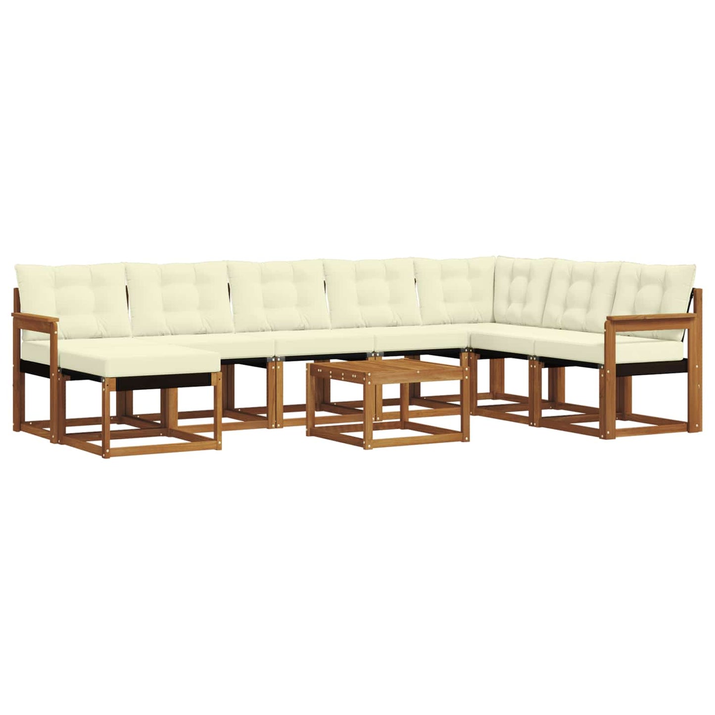 Set di divani da esterno con cuscino 9 pcs Naturale e Crema | homemem39
