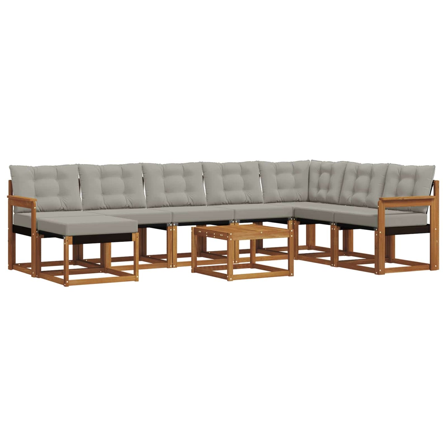 Set di divani da esterno 9 pcs Grigio Naturale e Chiaro | homemem39