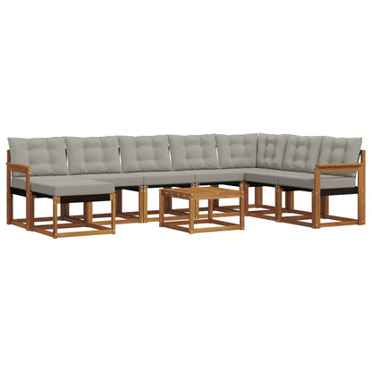 Set di divani da esterno 9 pcs Grigio Naturale e Chiaro | homemem39