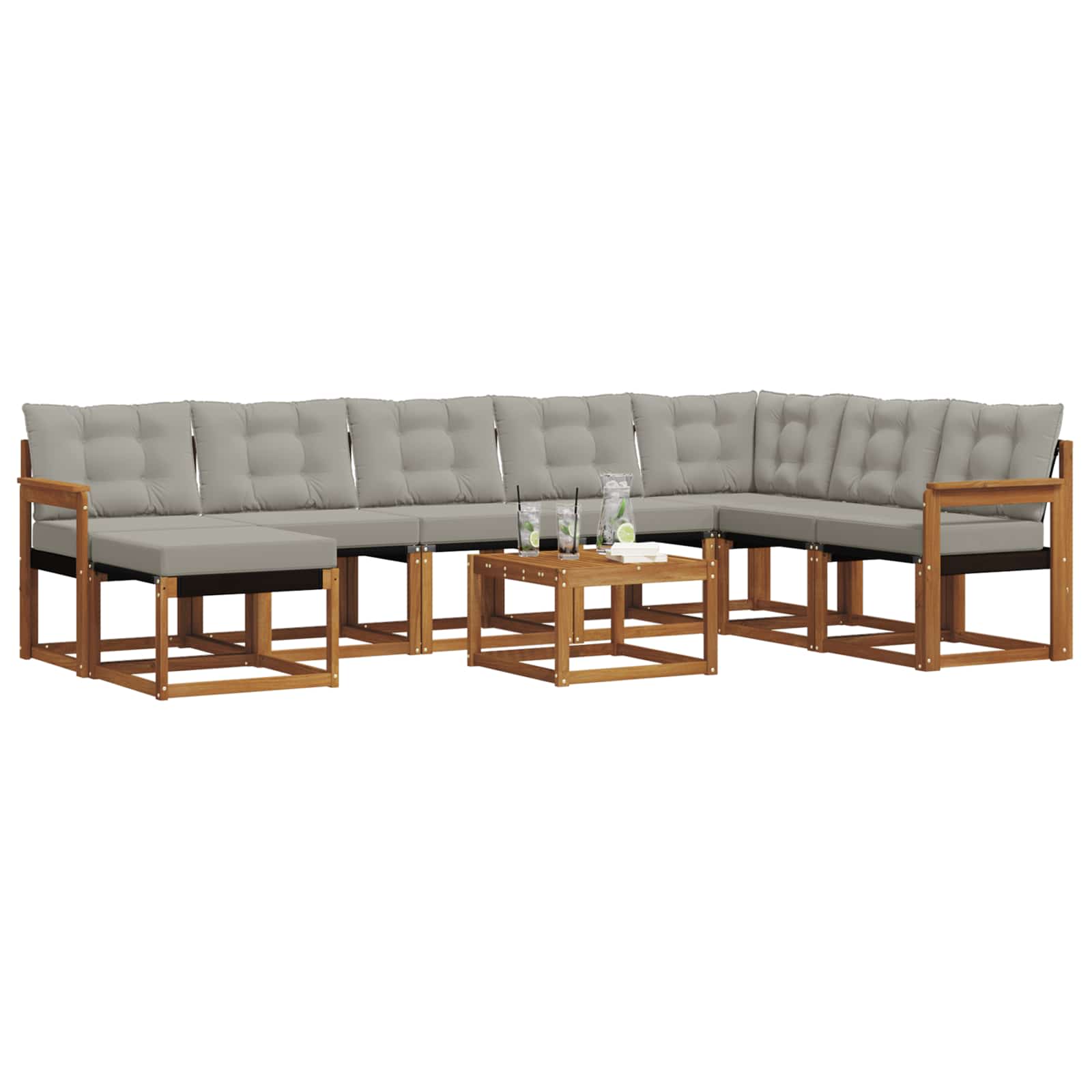 Set di divani da esterno 9 pcs Grigio Naturale e Chiaro | homemem39