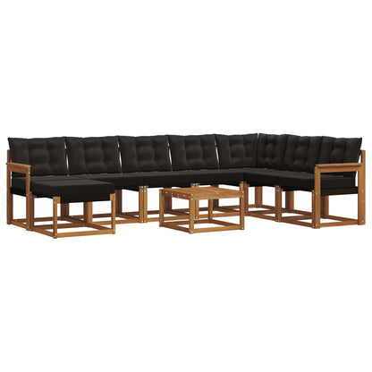 Set di divani da esterno con cuscino 9 pcs Naturale e Nero | homemem39