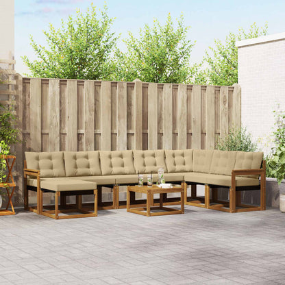 Set di divani da esterno con cuscino 9 pcs Naturale e Beige | homemem39
