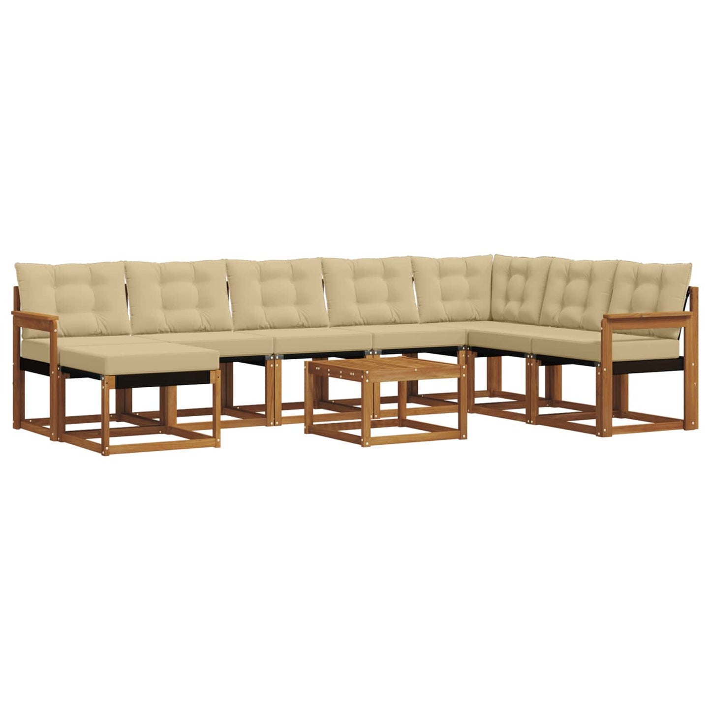 Set di divani da esterno con cuscino 9 pcs Naturale e Beige | homemem39