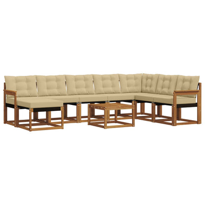 Set di divani da esterno con cuscino 9 pcs Naturale e Beige | homemem39