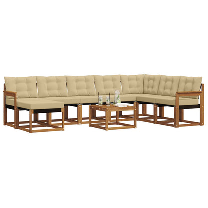 Set di divani da esterno con cuscino 9 pcs Naturale e Beige | homemem39