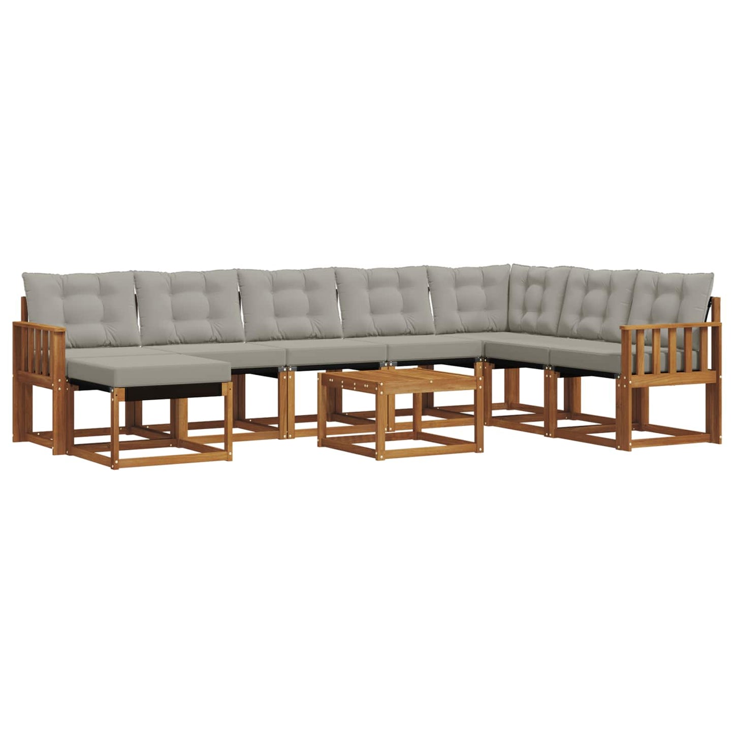 Set di divani da esterno 9 pcs Grigio Naturale e Chiaro | homemem39
