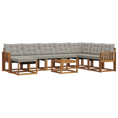 Set di divani da esterno 9 pcs Grigio Naturale e Chiaro | homemem39