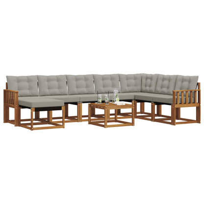Set di divani da esterno 9 pcs Grigio Naturale e Chiaro | homemem39