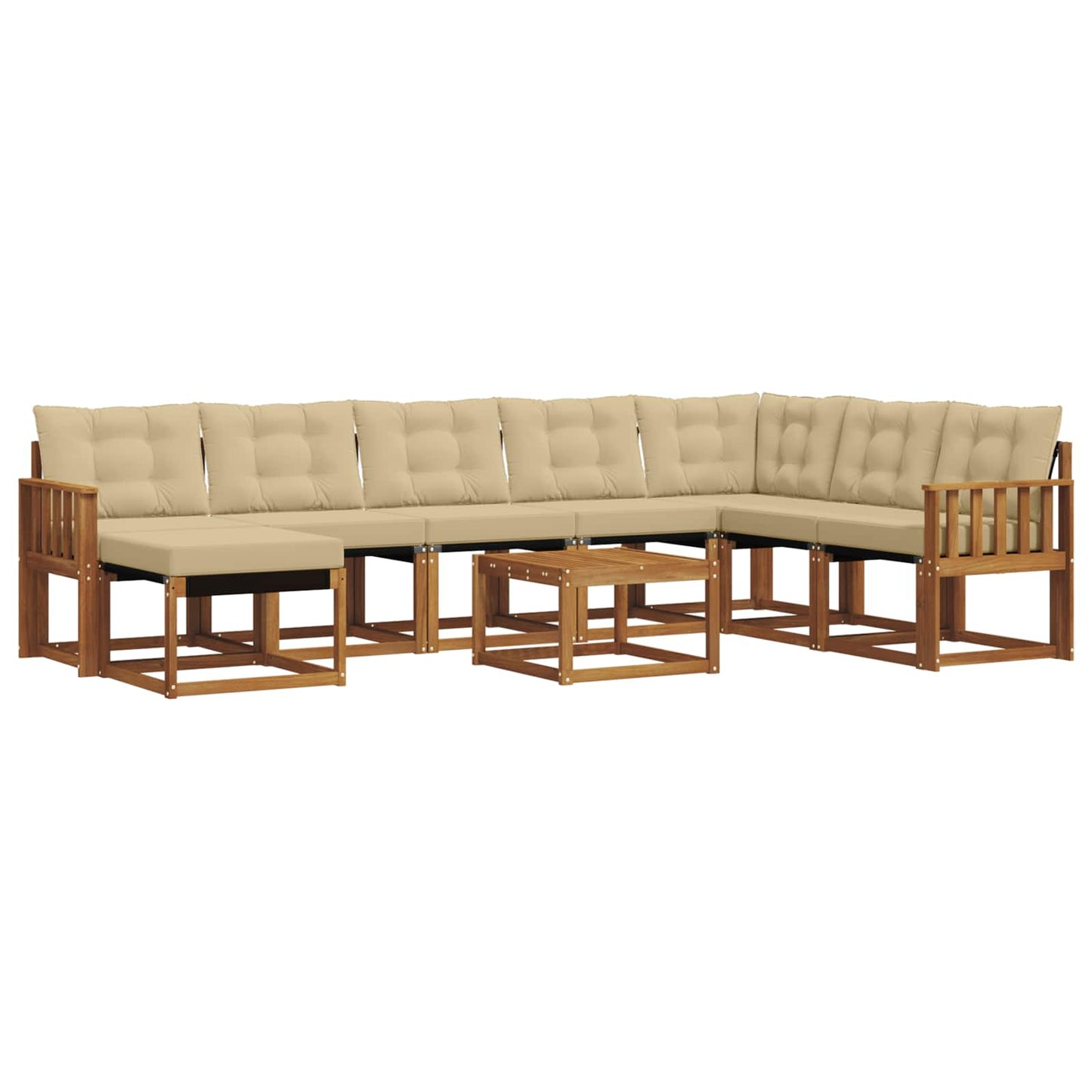 Set di divani da esterno con cuscino 9 pcs Naturale e Beige