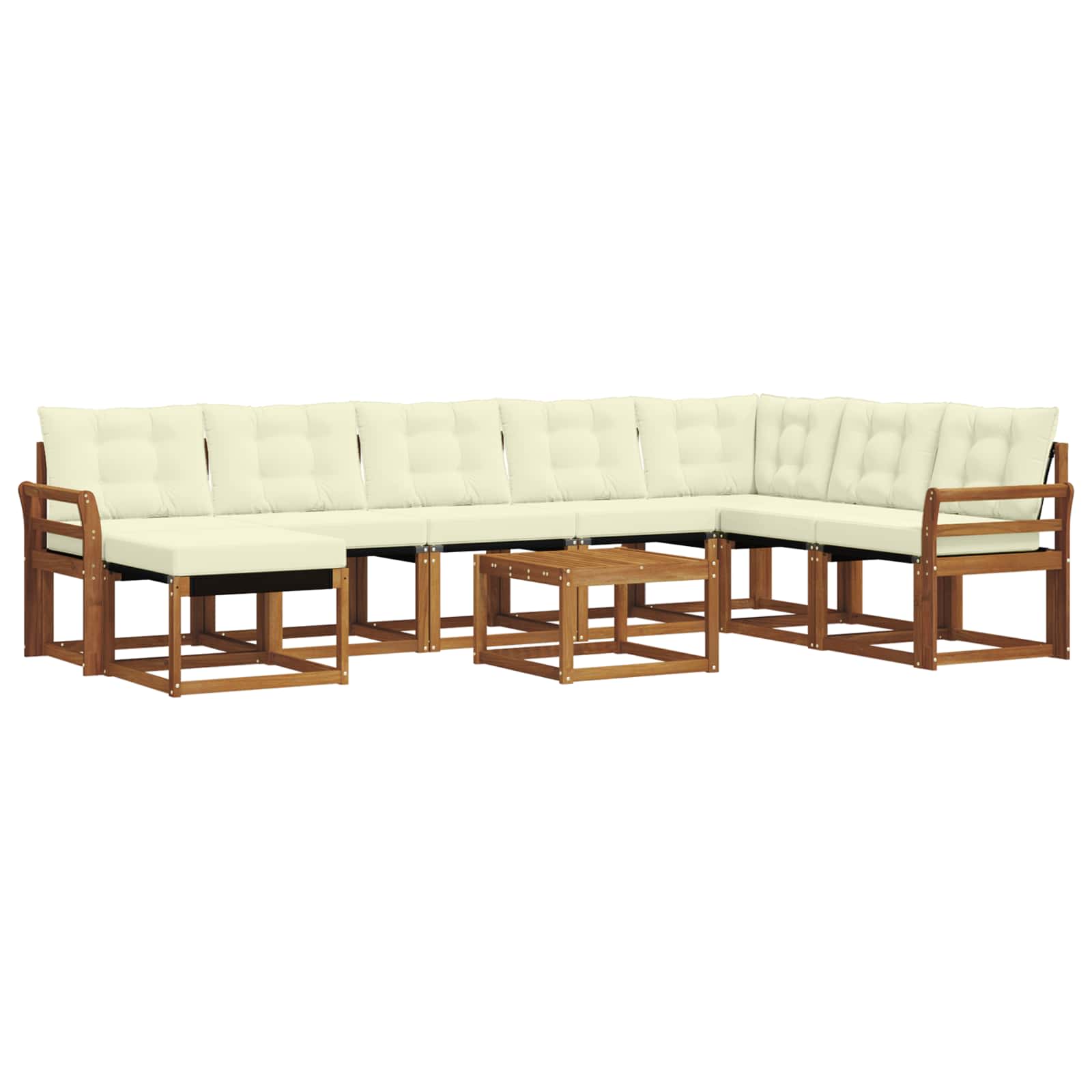 Set di divani da esterno con cuscino 9 pcs Naturale e Crema | homemem39