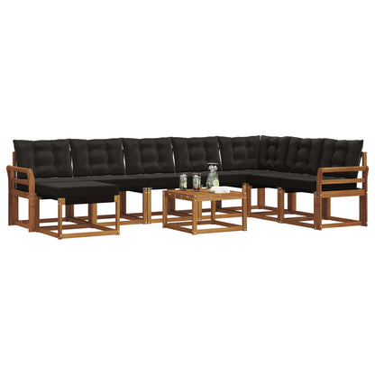 Set di divani da esterno con cuscino 9 pcs Naturale e Nero | homemem39