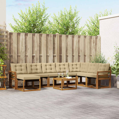 Set di divani da esterno con cuscino 9 pcs Naturale e Beige