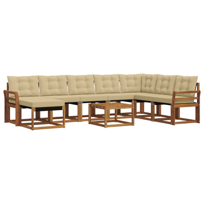 Set di divani da esterno con cuscino 9 pcs Naturale e Beige | homemem39