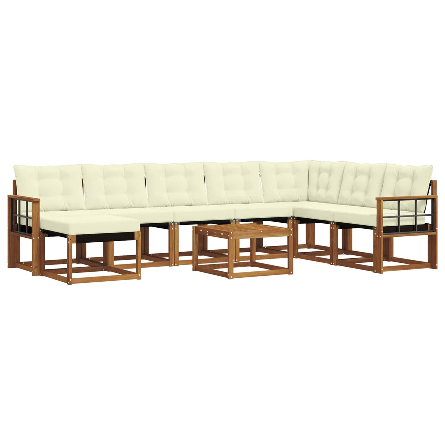 Set di divani da esterno con cuscino 9 pcs Naturale e Crema | homemem39