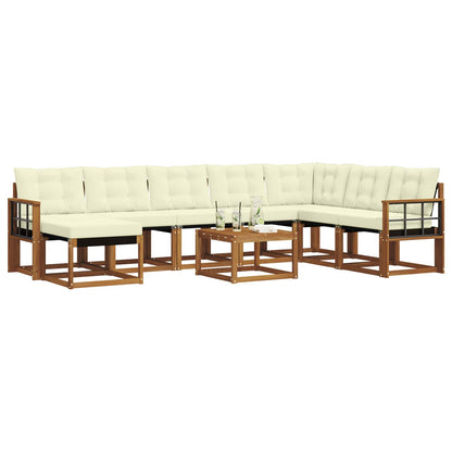 Set di divani da esterno con cuscino 9 pcs Naturale e Crema | homemem39