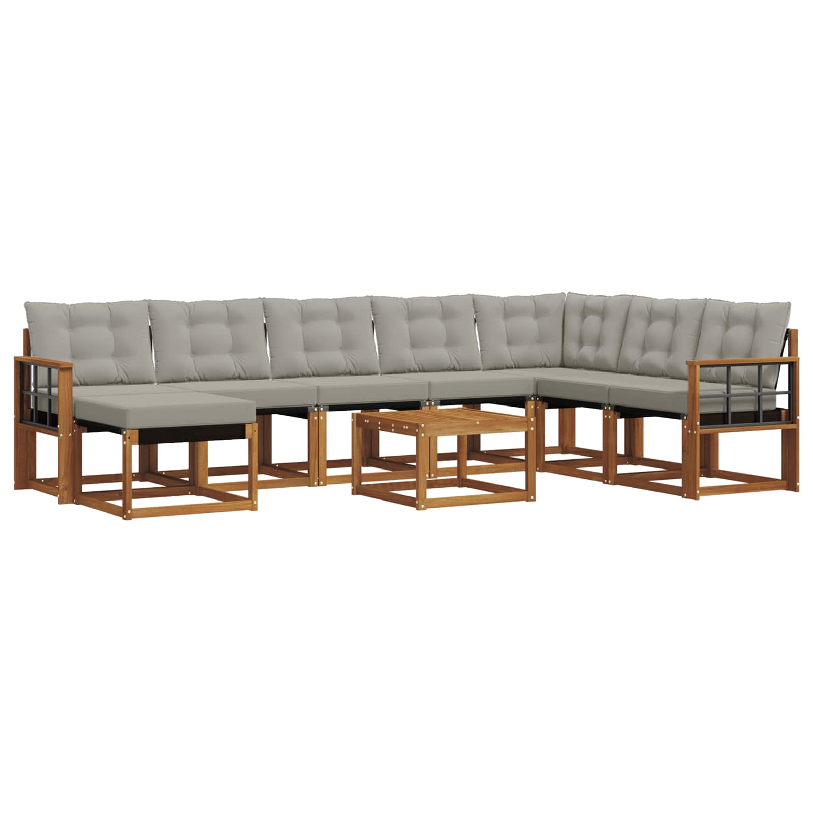 Set di divani da esterno 9 pcs Grigio Naturale e Chiaro | homemem39