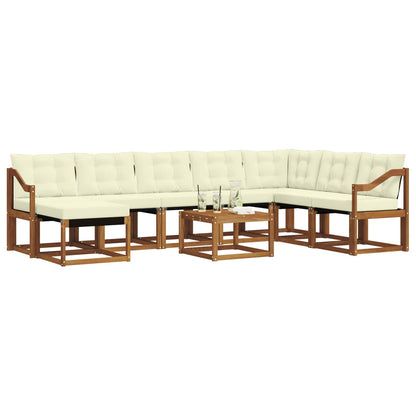 Set di divani da esterno con cuscino 9 pcs Naturale e Crema | homemem39