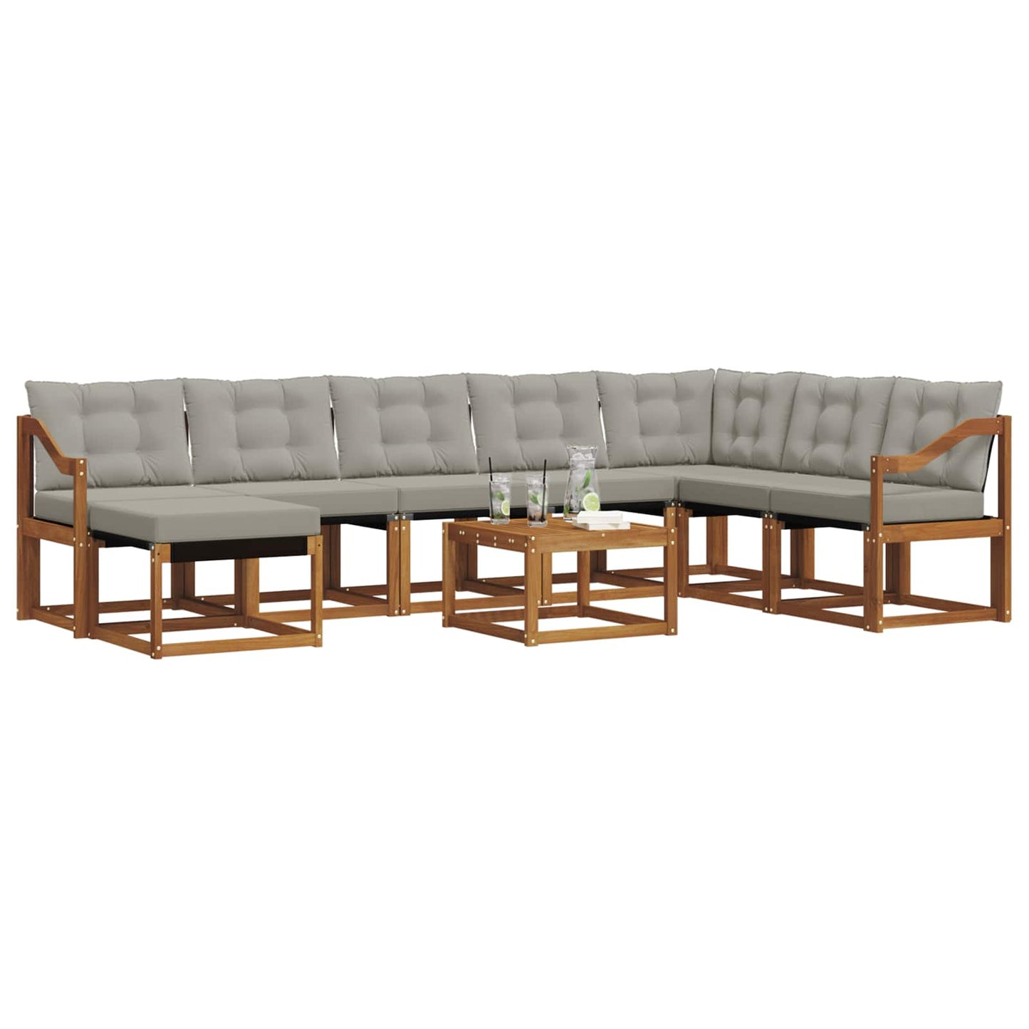 Set di divani da esterno 9 pcs Grigio Naturale e Chiaro | homemem39