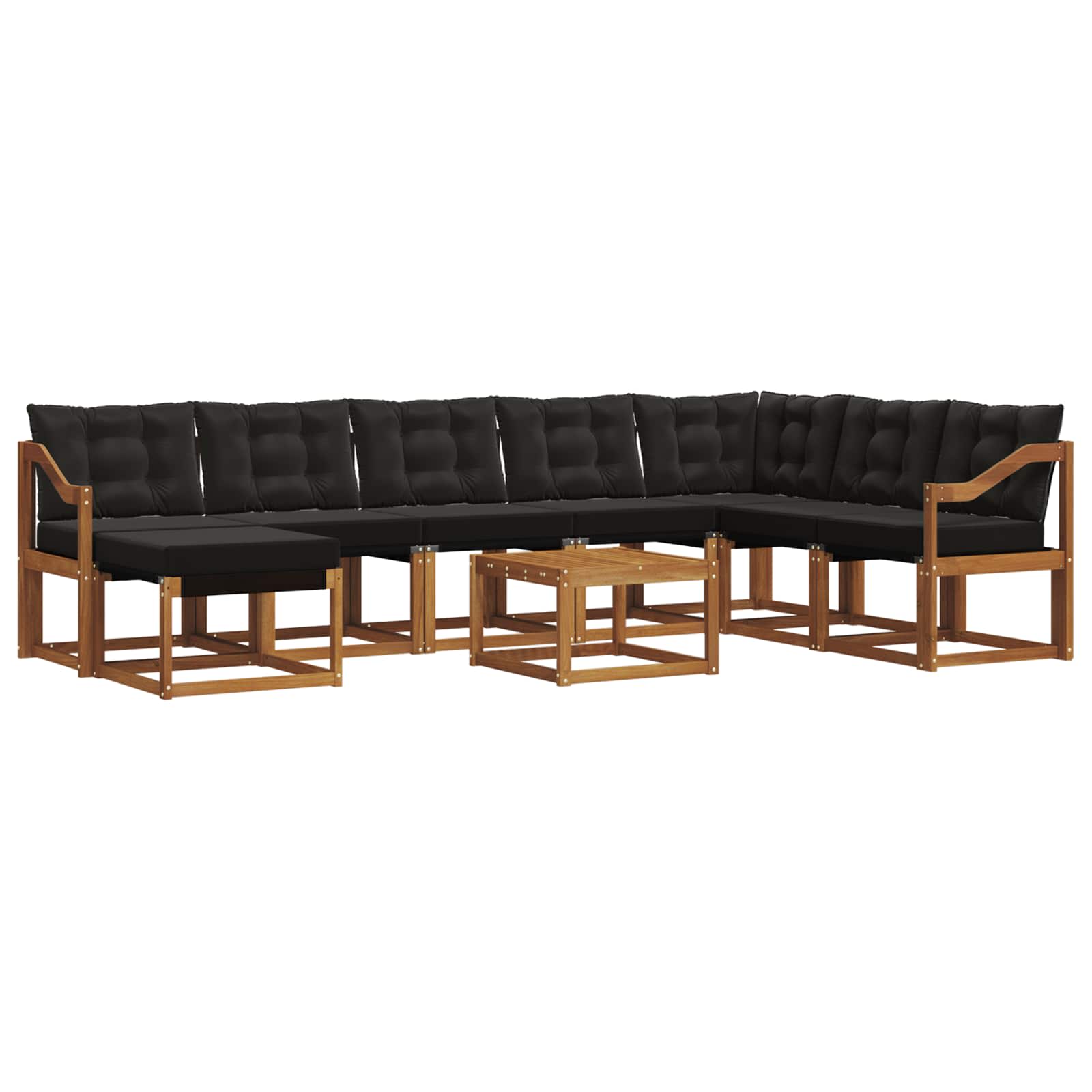 Set di divani da esterno con cuscino 9 pcs Naturale e Nero | homemem39