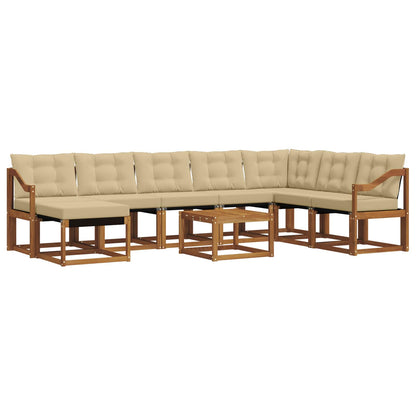 Set di divani da esterno con cuscino 9 pcs Naturale e Beige | homemem39