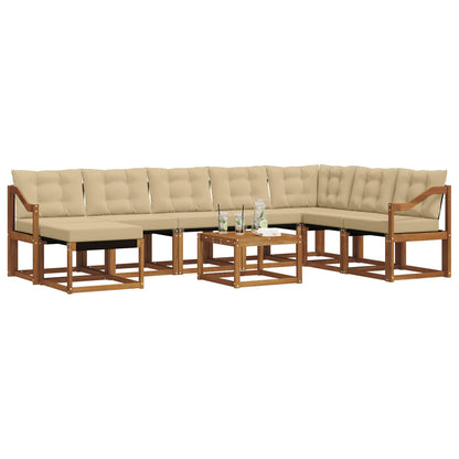 Set di divani da esterno con cuscino 9 pcs Naturale e Beige | homemem39