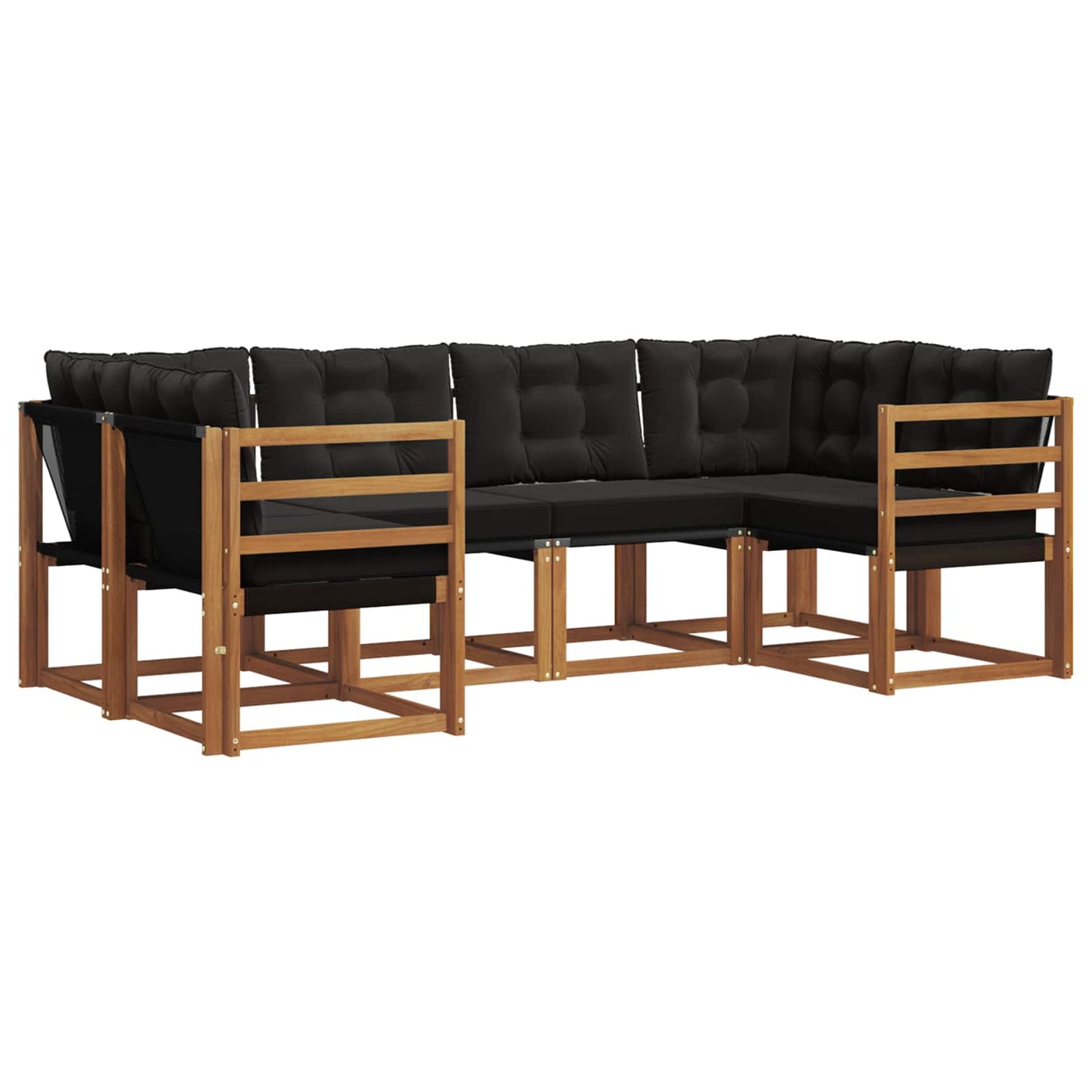 Set di divani da esterno con cuscino 6 pcs Naturale e Nero