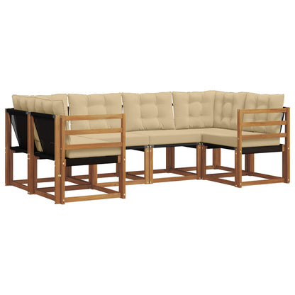 Set di divani da esterno con cuscino 6 pcs Naturale e Beige | homemem39